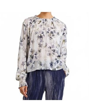 Bella Dahl Elastic Shirred Blouse - Gray