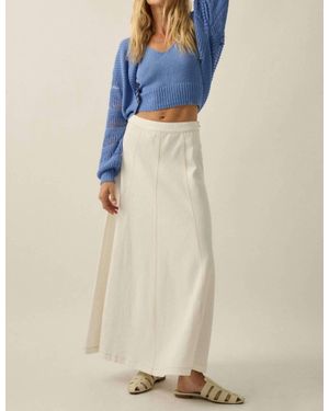 Promesa Twill Denim Paneled A-Line Maxi Skirt - Blue