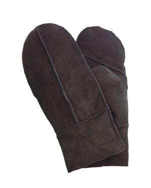 Infinity Leather Genuine Real Sheepskin Suede Mittens Warm Gloves - Gray
