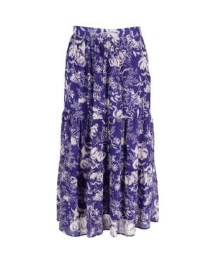 Ba&sh Uria Floral Print Tiered Skirt - Purple