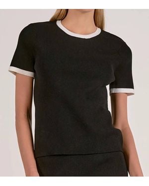 Elan Rikki Short Sleeve Sweater - Black