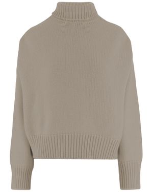 Sa Su Phi Sand Cashmere Ribbed Turtleneck Sweater - Gray