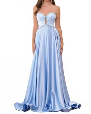 Ava Presley Strapless Sequin A-Line Gown - Blue