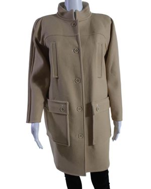 Courreges Wool Pockets High Neck Long Sleeve Coat - Gray