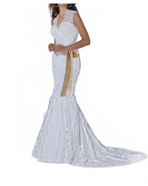 Impression Bridal Lace Sheath Bridal Dress - White