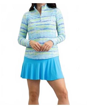 IBKUL Long Sleeve Mock Neck Top - Blue