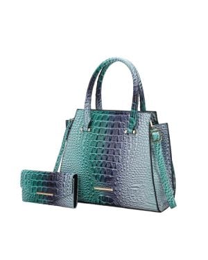 MKF Viridiana Luxe Croc-Embossed Tote Bag Elegant And Versatile Handbag - Blue