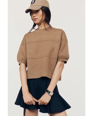 Maeve Puff-Sleeve Knit Pullover - Blue