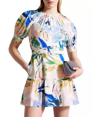 Ted Baker Rita Floral Belted Mini Dress - Blue