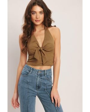 TRUEDAMES Umber Flow Woven Halter Top - Blue