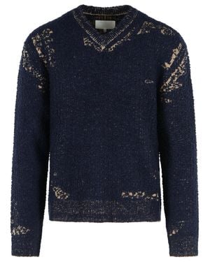 Maison Margiela 'Acid' Cotton And Wool Sweater - Blue
