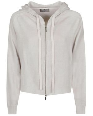 WLNS CASHMERE Ladies Fisherman Rib Hooded Vest - Gray