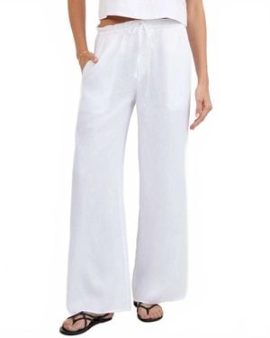 Bella Dahl Ruffle Waist Wide Leg Pant - White