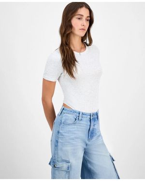 Planet Heart Bodysuit Heather Short Sleeve Crew Neck Pall418 - White