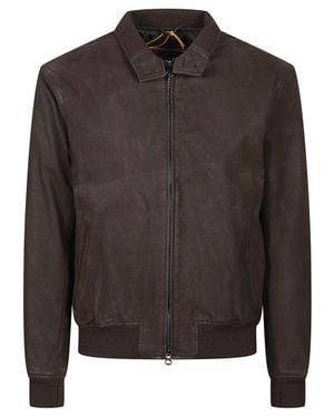 Stewart Jeff Destroy Smooth Leather Bomber Jacket - Gray