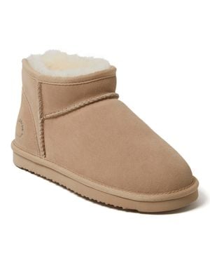 Dearfoams Riverland Genuine Shearling Micro Bootie - Natural