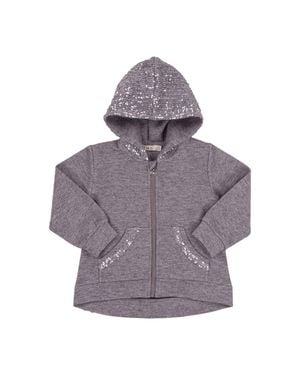 EMC Girl's Ribbed With Sequin Hoodie - Purple