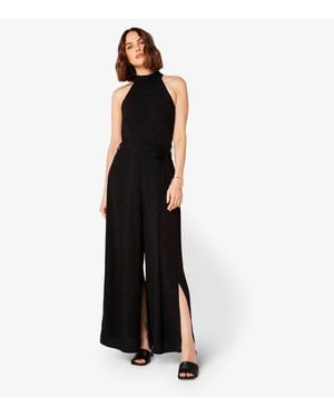 Apricot High Neck Split Leg Jumpsuit - Black