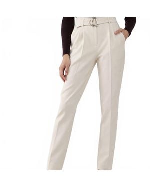 Q2 Cigarette Pants With Paperbag Waist - Natural