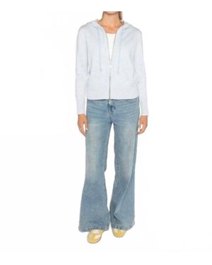 Kinross Cashmere Marled Lurex Zip Hoodie - Blue