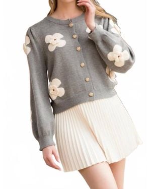 Thml Floral Knit Cardigan - Gray