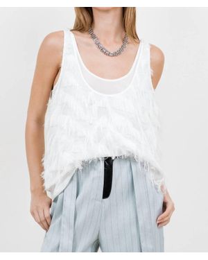 WHITEROOM+CACTUS Textured Fringe Double Layer Tank Top - White