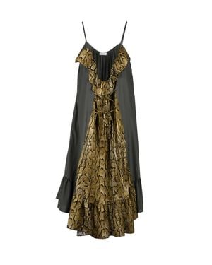 Dries Van Noten Fantasy Fluid Viscose-Blend Lace-Up Midi Dress - Green