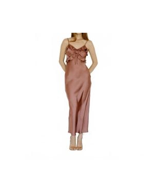 Storia Satin Ruffled Slip Midi Dress - Black