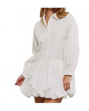 Mustard Seed Button Down Balloon Dress - White