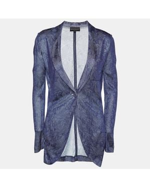 Emporio Armani Perforated Knit Blazer - Blue