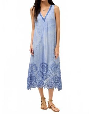 Johnny Was Quinlin Midi Dress Victorian Glass - Blue