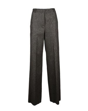 Marella Acrylic-Blend Metallic Straight-Leg Pants - Gray