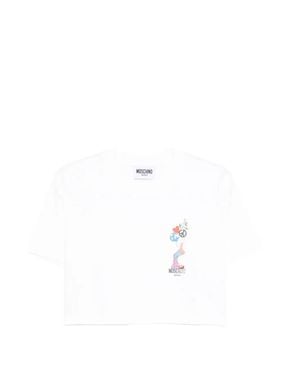Moschino Cropped T-Shirt With Playful Graphic Accents - White