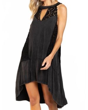 Pol Keyhole Sleeveless Mini Dress - Black