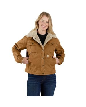 Carhartt Rugged Flex Trucker Jacket Sherpa Lined Loose Fit Posh187 - Blue