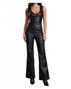 SER.O.YA Coated Button-Front Jumpsuit - Black