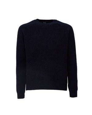 Fedeli Ribbed Knit Sweater With Cable Textures By - Blue