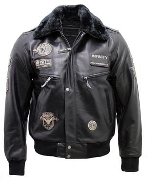 Infinity Leather Leather Us Air Force Bomber Jacket-Wellington - Gray