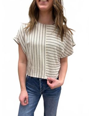 Fun 2 Fun Mixed Stripe Dolman Top - Gray