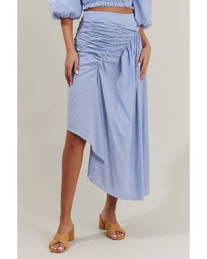 Sugarlips Sammy Striped Belen Ruched Midi Skirt - Blue