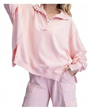 Eesome Washed Long Sleeve Pullover - Pink