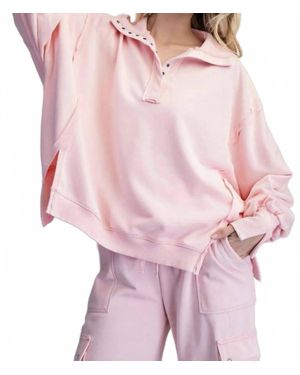 Eesome Washed Long Sleeve Pullover - Pink