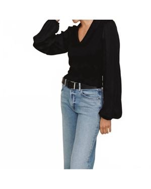 Bella Dahl Collared V Neck Top - Black