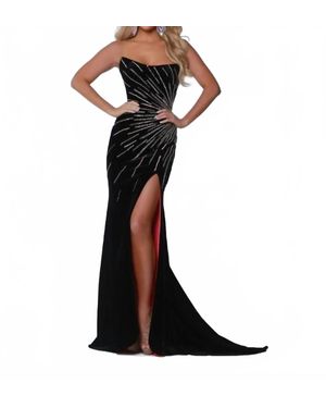 Johnathan Kayne Sweetheart Velvet Gown - Black