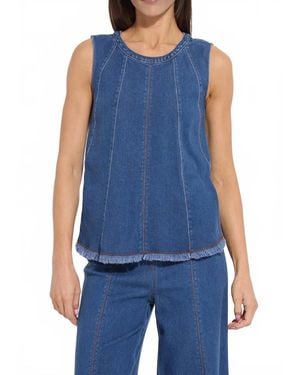 Lyssé Irabella Fringed Denim Top - Blue