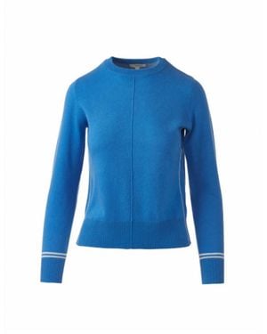 Kinross Cashmere Pop Trim Crew Sweater - Blue