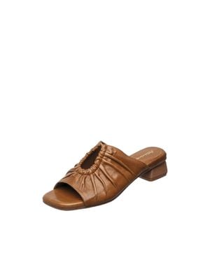 Antelope Leah Ruched Leather Sandal - Brown
