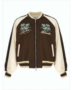 Rhude Cropped Bomber Jacket - Brown