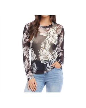 Karen Kane Leisa Long Sleeve Mesh Shirt - Gray