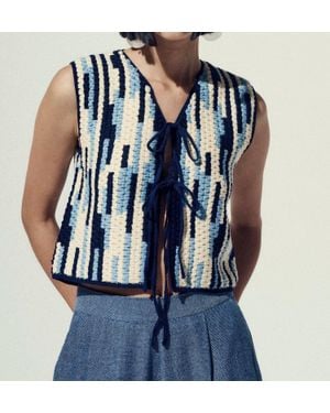 Escvdo Anadara Crochet Vest - Blue